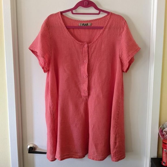 Flax Coral Linen Top/Tunic Sz M - Picture 1 of 3
